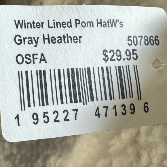 L.L. Bean Gray Knit Beanie with Pom-Pom One Size Striped Lined MWT  Unisex - Picture 10 of 10